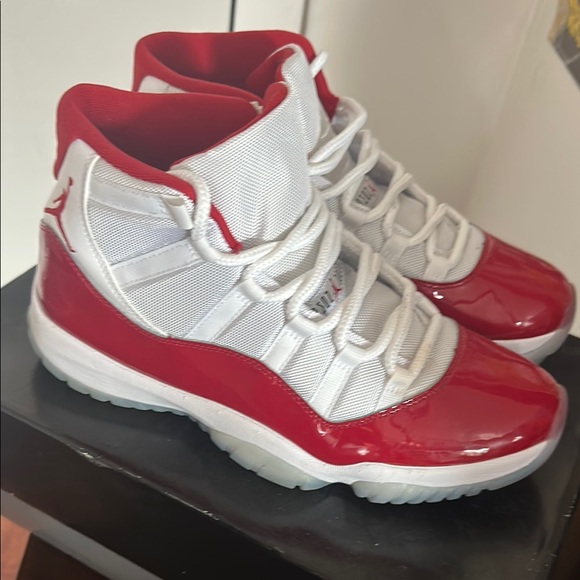 Jordan Red and White High-Top Sneakers